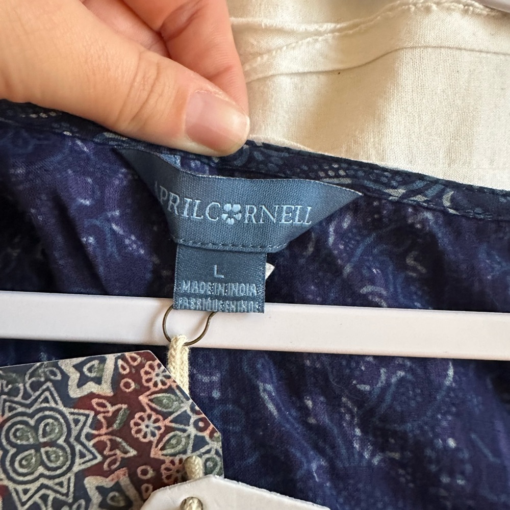 April Cornell Navy Azure Block Print Dress - Picture 7 of 10